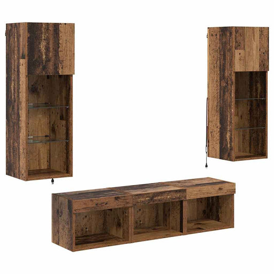 TV Wall Units 5 pcs Black Oak Engineered Wood