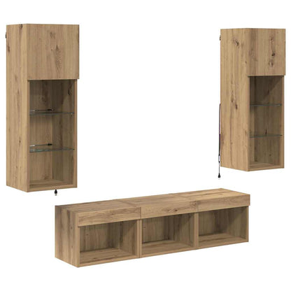 TV Wall Units 5 pcs Black Oak Engineered Wood