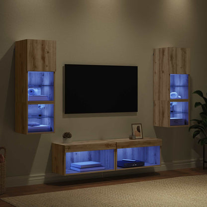 TV Wall Unit 6 pcs Artisan Oak Engineered Wood