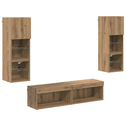 TV Wall Unit 6 pcs Artisan Oak Engineered Wood