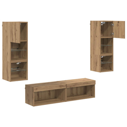 TV Wall Unit 6 pcs Artisan Oak Engineered Wood