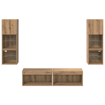 TV Wall Unit 6 pcs Artisan Oak Engineered Wood