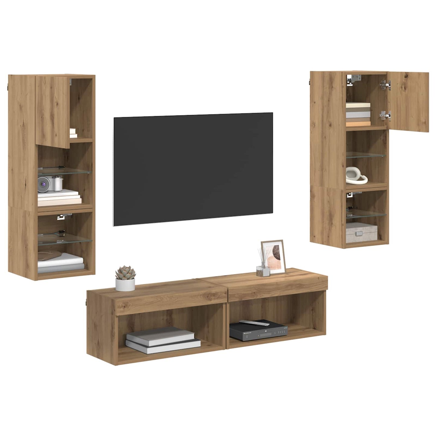 TV Wall Unit 6 pcs Artisan Oak Engineered Wood
