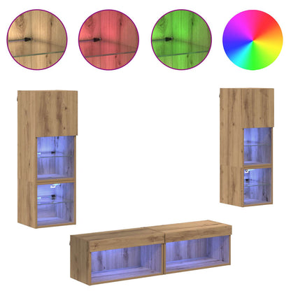 TV Wall Unit 6 pcs Artisan Oak Engineered Wood