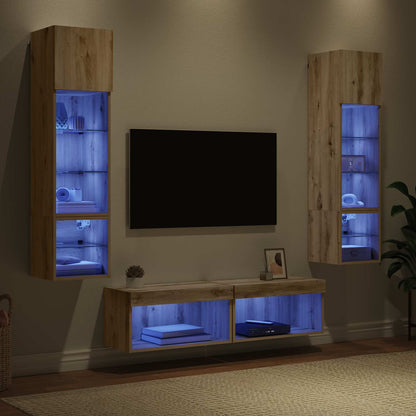 TV Wall Unit 6 pcs Artisan Oak Engineered Wood