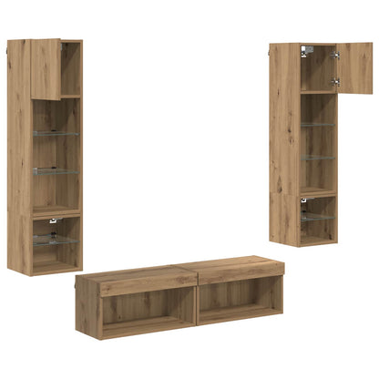 TV Wall Unit 6 pcs Artisan Oak Engineered Wood