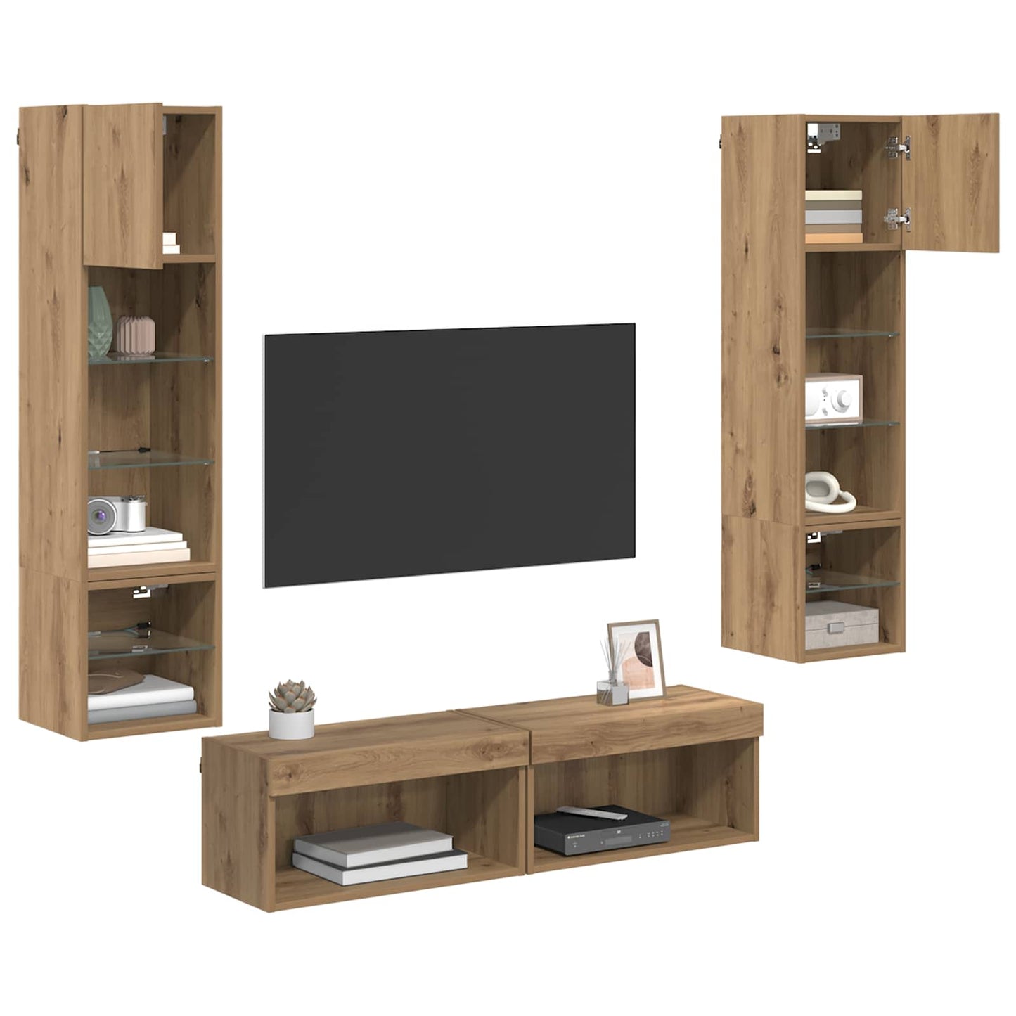 TV Wall Unit 6 pcs Artisan Oak Engineered Wood