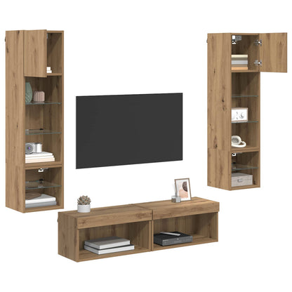 TV Wall Unit 6 pcs Artisan Oak Engineered Wood
