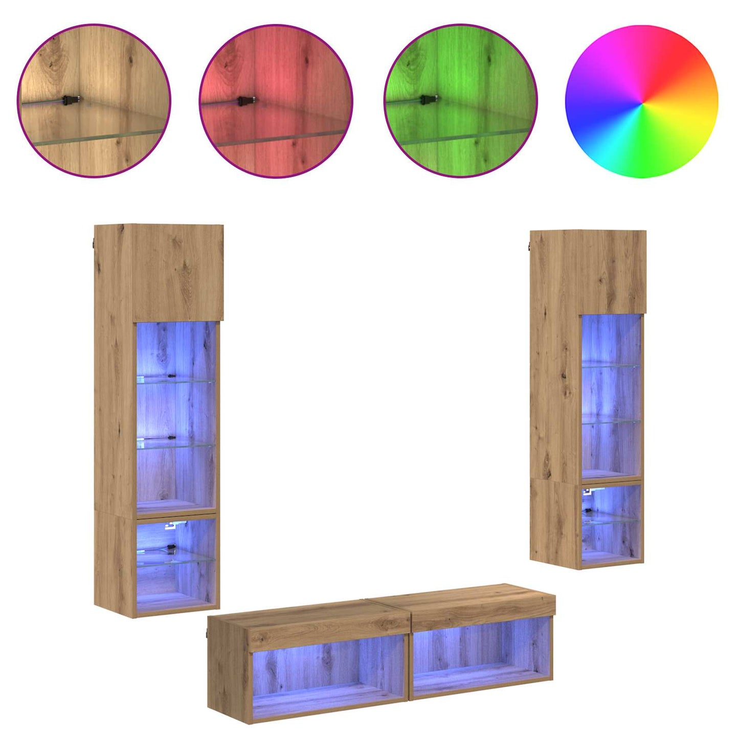 TV Wall Unit 6 pcs Artisan Oak Engineered Wood