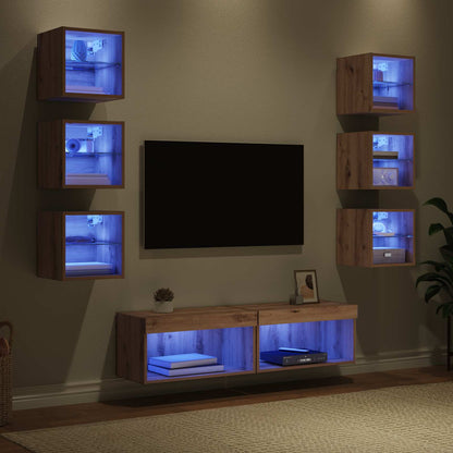 TV Cabinet 8 pcs Artisan Oak Glass