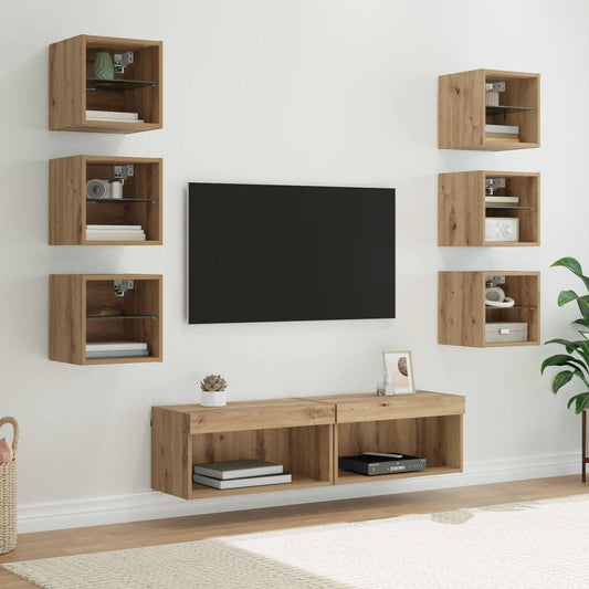 TV Cabinet 8 pcs Artisan Oak Glass