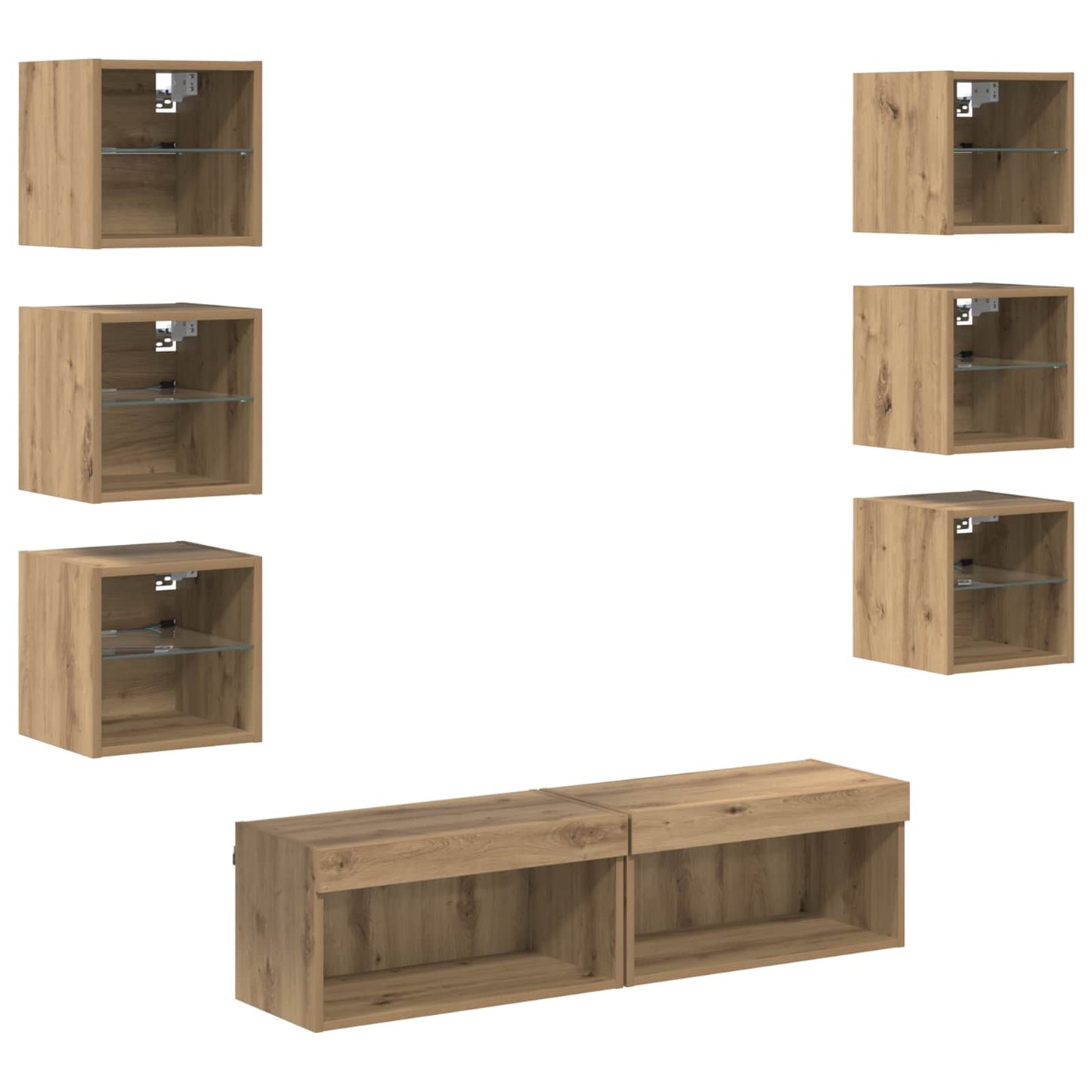 TV Cabinet 8 pcs Artisan Oak Glass