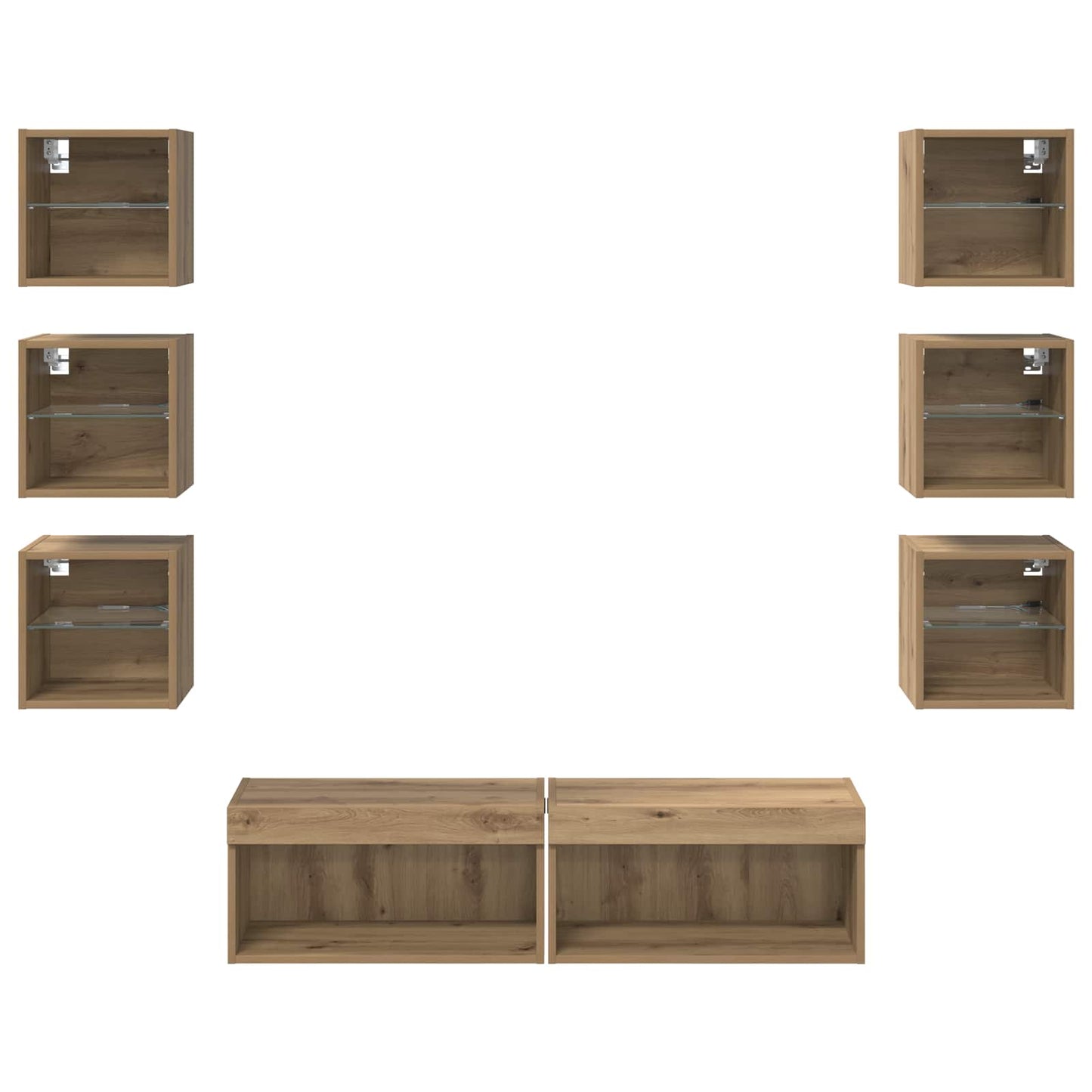 TV Cabinet 8 pcs Artisan Oak Glass
