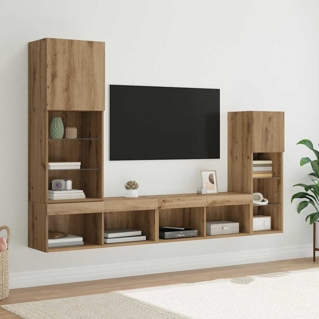 TV Wall Units 4 pcs Artisan Oak Engineered Wood