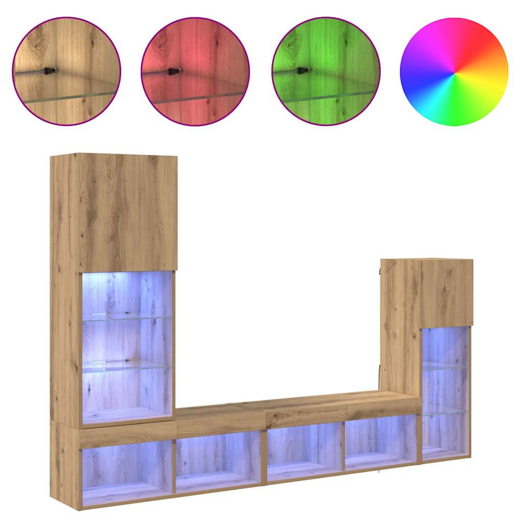 TV Wall Units 4 pcs Artisan Oak Engineered Wood