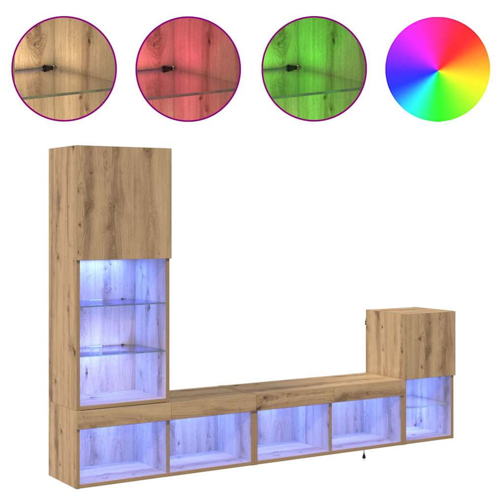 TV Wall Units 4 pcs Artisan Oak Engineered Wood
