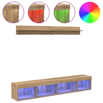 TV Wall Cabinet Set 5 pcs Artisan Oak Engineered Wood