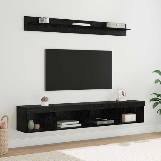 TV Wall Cabinet Set 5 pcs Black Oak Engineered Wood