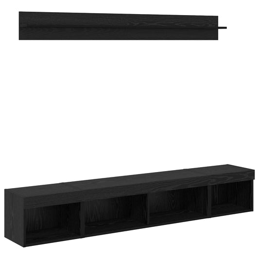 TV Wall Cabinet Set 5 pcs Black Oak Engineered Wood