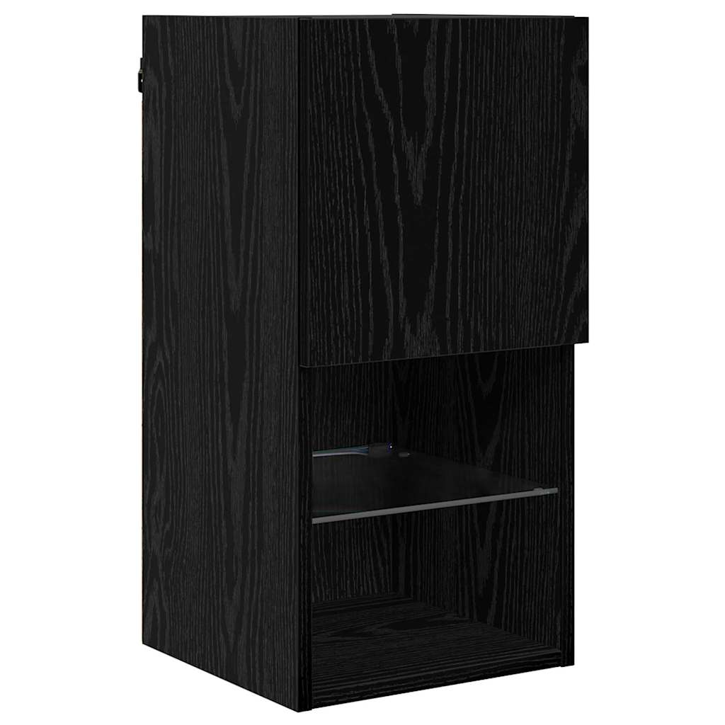 TV Wall Units with LED 6 pcs Black Oak Engineered Wood