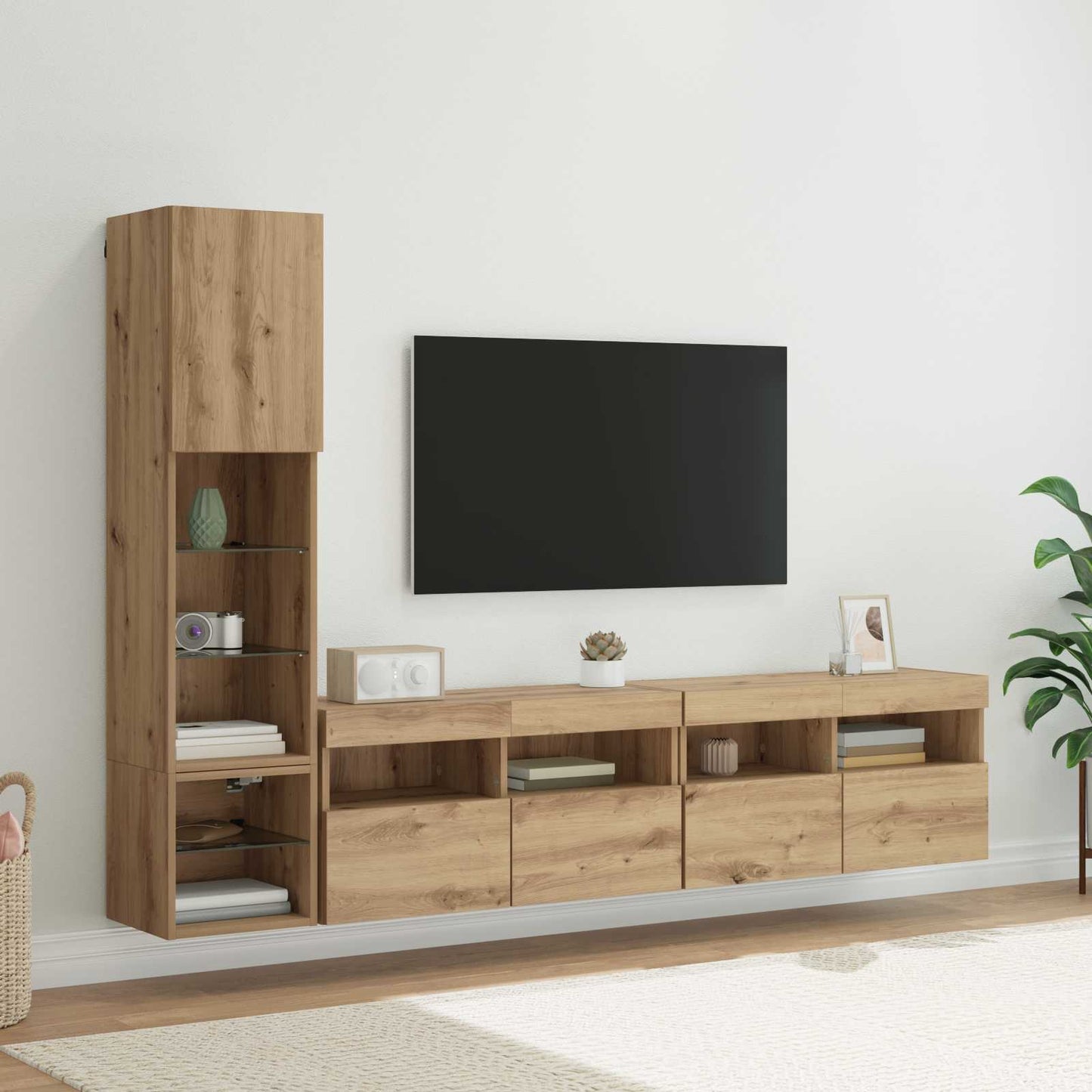 TV Wall Unit 4 pcs Artisan Oak Engineered Wood