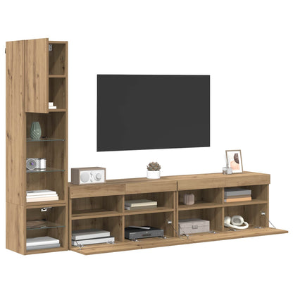 TV Wall Unit 4 pcs Artisan Oak Engineered Wood
