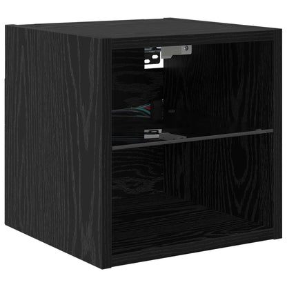 TV Wall Unit with LED 4 pcs Black Oak Engineered Wood
