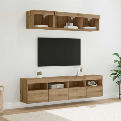 TV Wall Units with LED 5 pcs Artisan Oak Engineered Wood