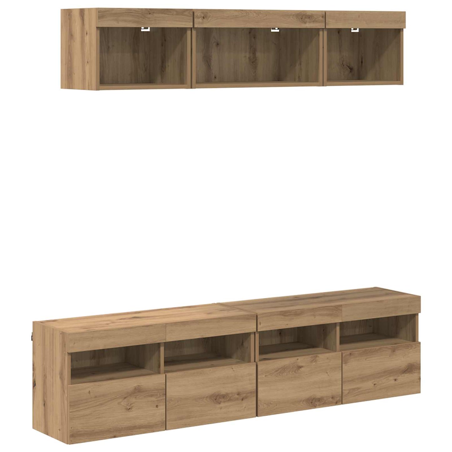 TV Wall Units with LED 5 pcs Artisan Oak Engineered Wood