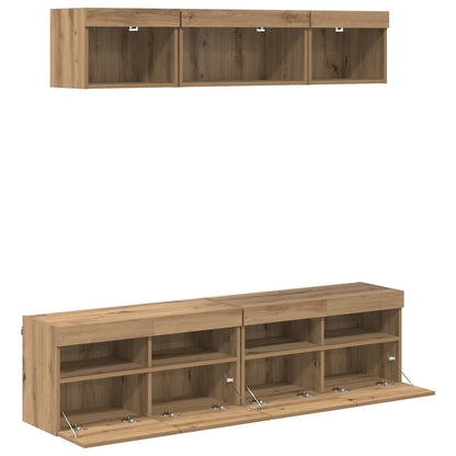 TV Wall Units with LED 5 pcs Artisan Oak Engineered Wood