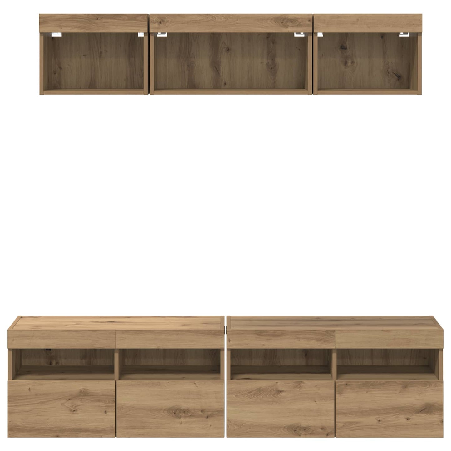 TV Wall Units with LED 5 pcs Artisan Oak Engineered Wood