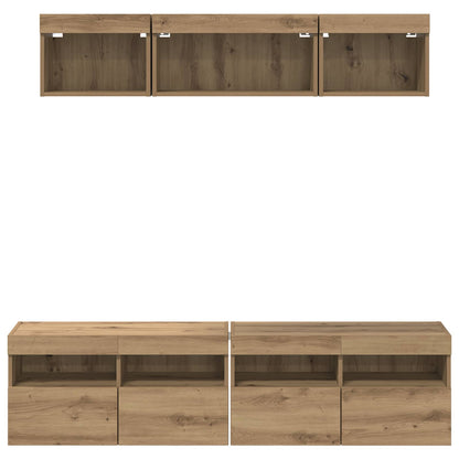 TV Wall Units with LED 5 pcs Artisan Oak Engineered Wood