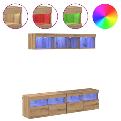TV Wall Units with LED 5 pcs Artisan Oak Engineered Wood