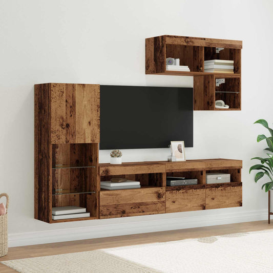 TV Wall Units 6 pcs Old Wood Engineered Wood