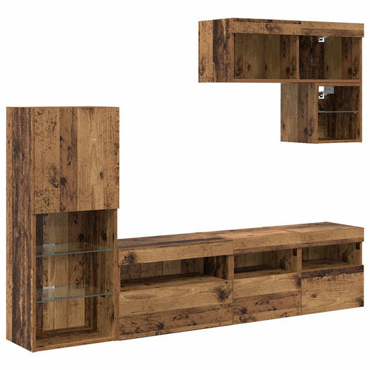 TV Wall Units 6 pcs Old Wood Engineered Wood