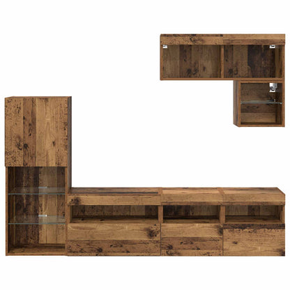TV Wall Units Wall-mounted 6 pcs Old Wood Engineered Wood