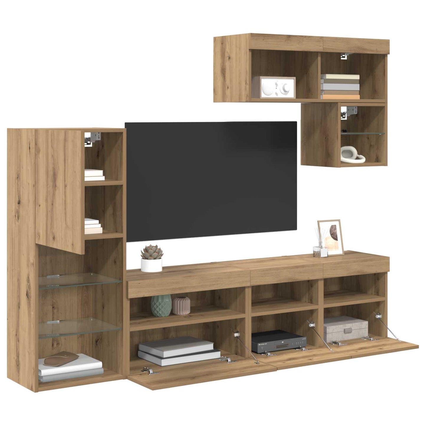 TV Wall Units 6 pcs Artisan Oak Engineered Wood