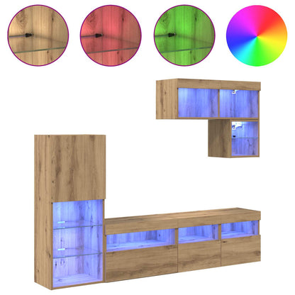 TV Wall Units 6 pcs Artisan Oak Engineered Wood
