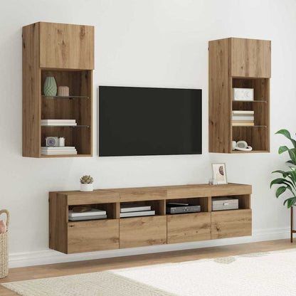 TV Wall Units with LED 5 pcs Artisan Oak Engineered Wood