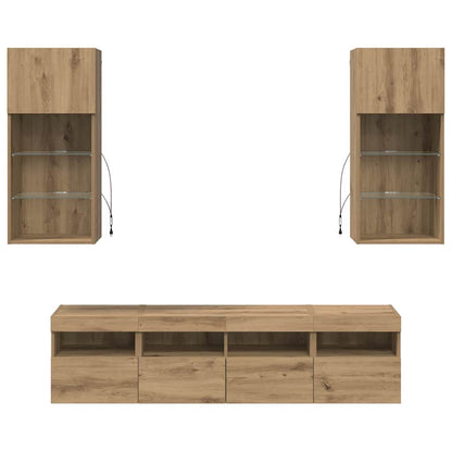 TV Wall Units with LED 5 pcs Artisan Oak Engineered Wood