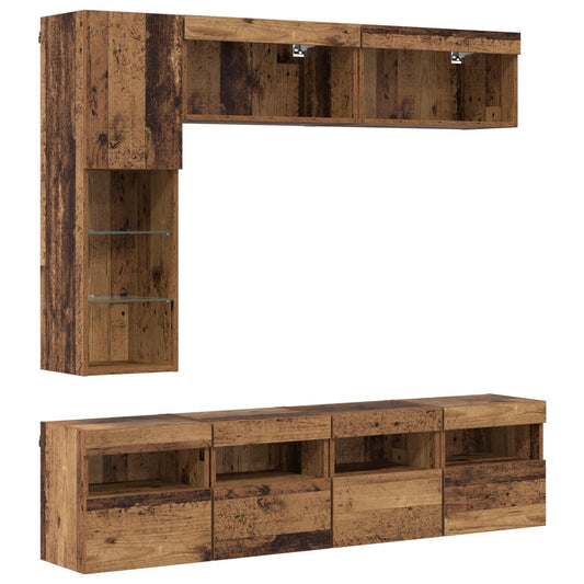 TV Cabinet 7 pcs Old Wood Engineered Wood