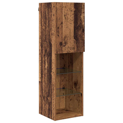 TV Cabinet with LED Wall-mounted 7 pcs Old Wood Engineered Wood