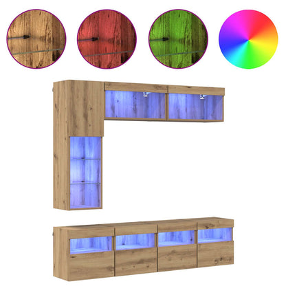 TV Cabinet 7 pcs Artisan Oak Engineered Wood