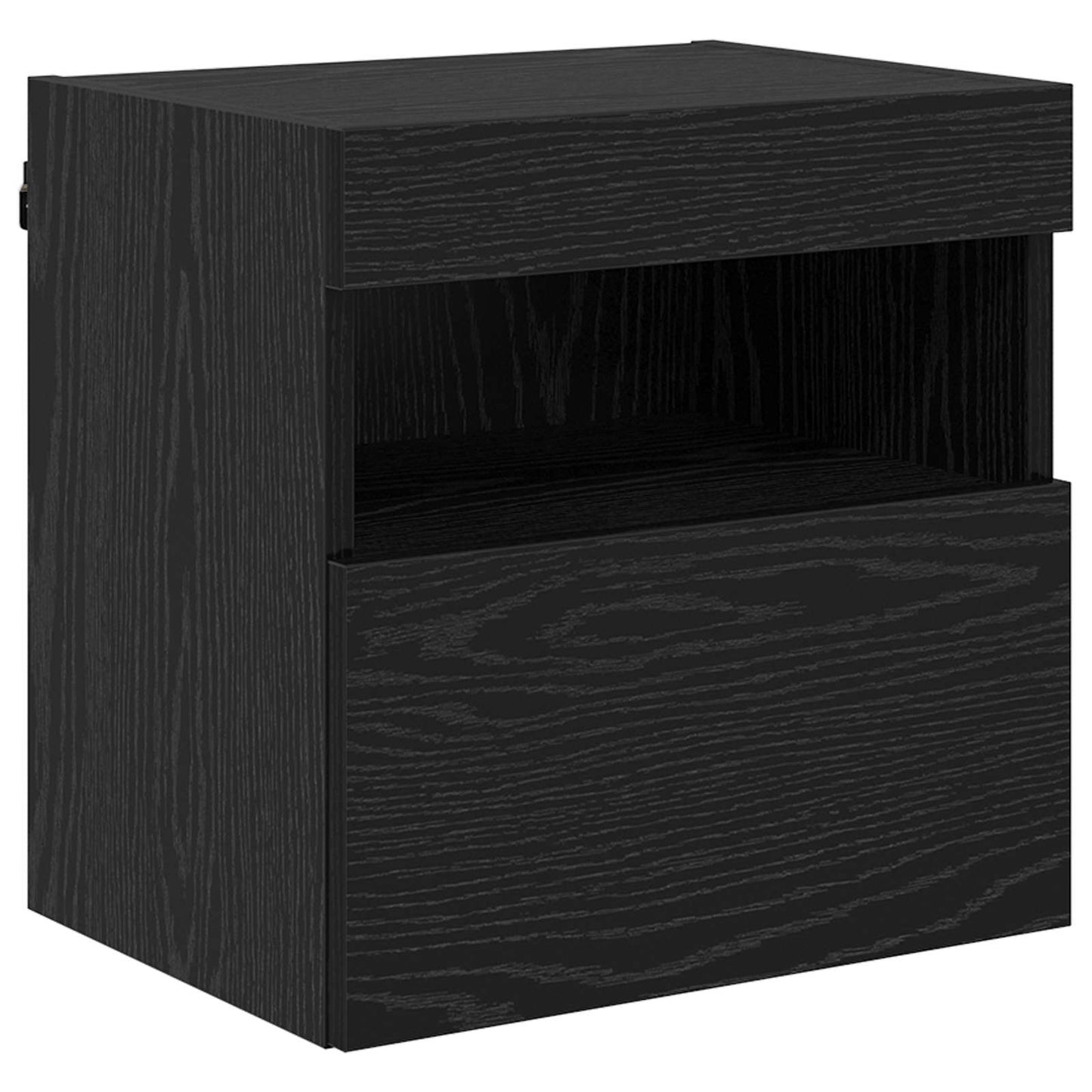 TV Cabinet with LED 7 pcs Black Oak Engineered Wood