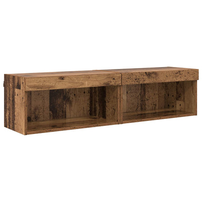 TV Wall Cabinet Set with LED 6 pcs Old Wood Engineered Wood