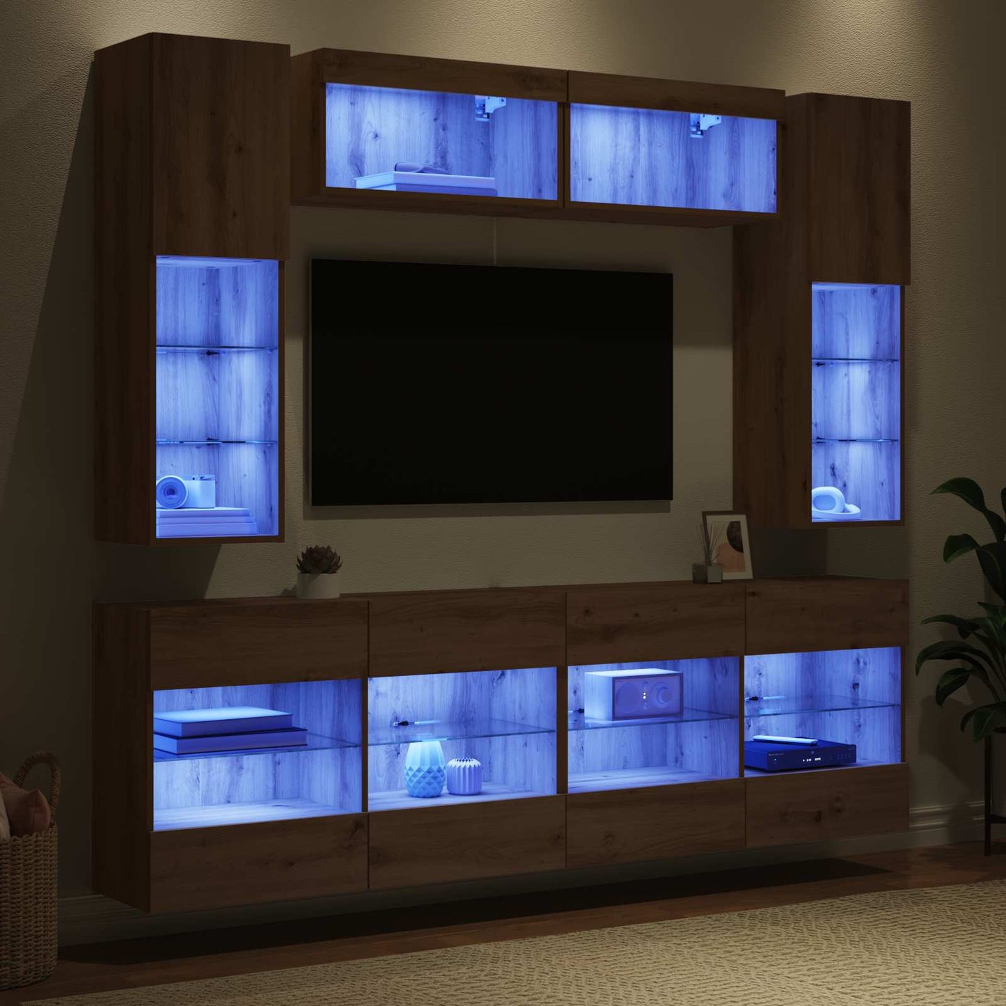 TV Wall Cabinet Set 6 pcs Artisan Oak Engineered Wood