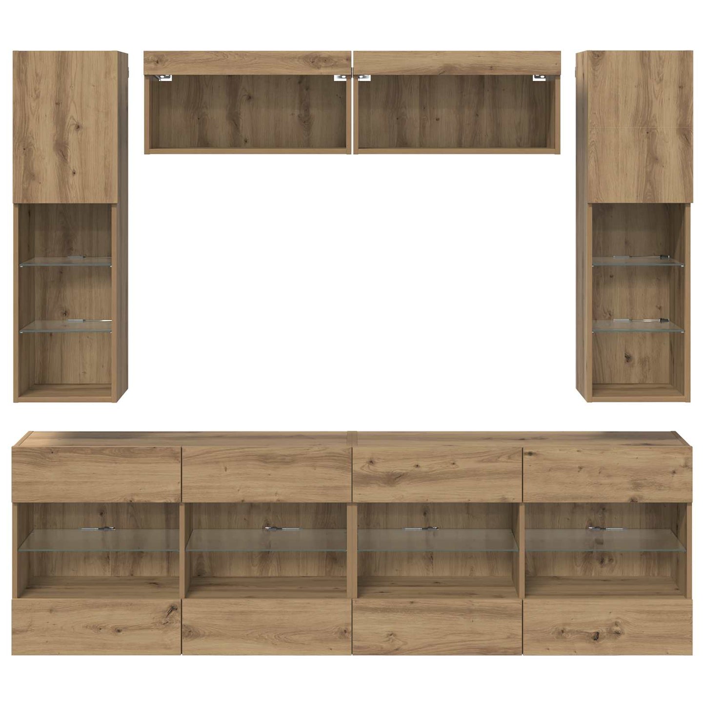 TV Wall Cabinet Set 6 pcs Artisan Oak Engineered Wood