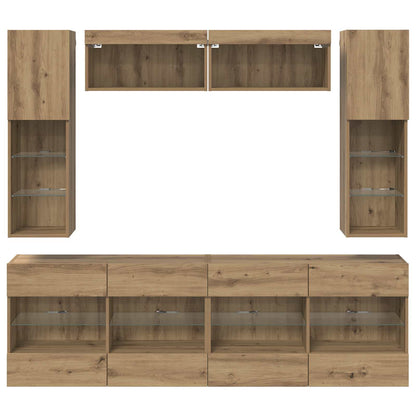 TV Wall Cabinet Set 6 pcs Artisan Oak Engineered Wood