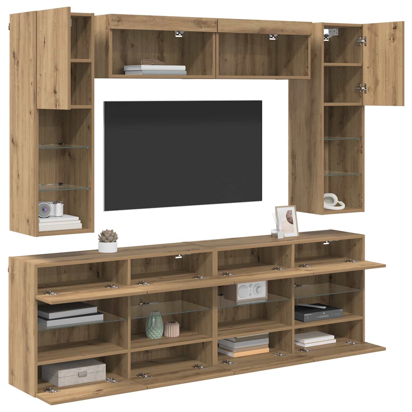 TV Wall Cabinet Set 6 pcs Artisan Oak Engineered Wood