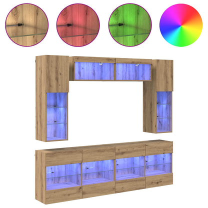 TV Wall Cabinet Set 6 pcs Artisan Oak Engineered Wood